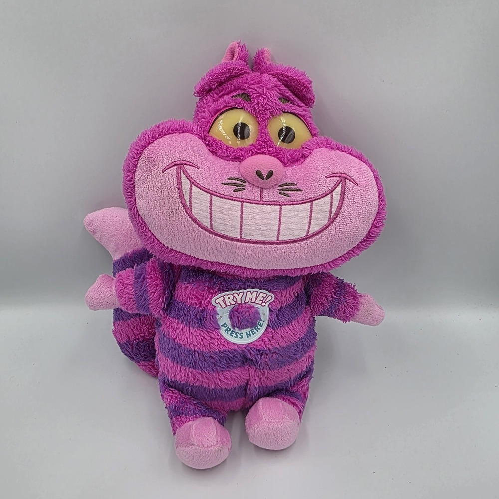 Disney Cheshire Cat Alice Wonderland Glowing Eyes Talks Pink Purple‎ Plush 12"